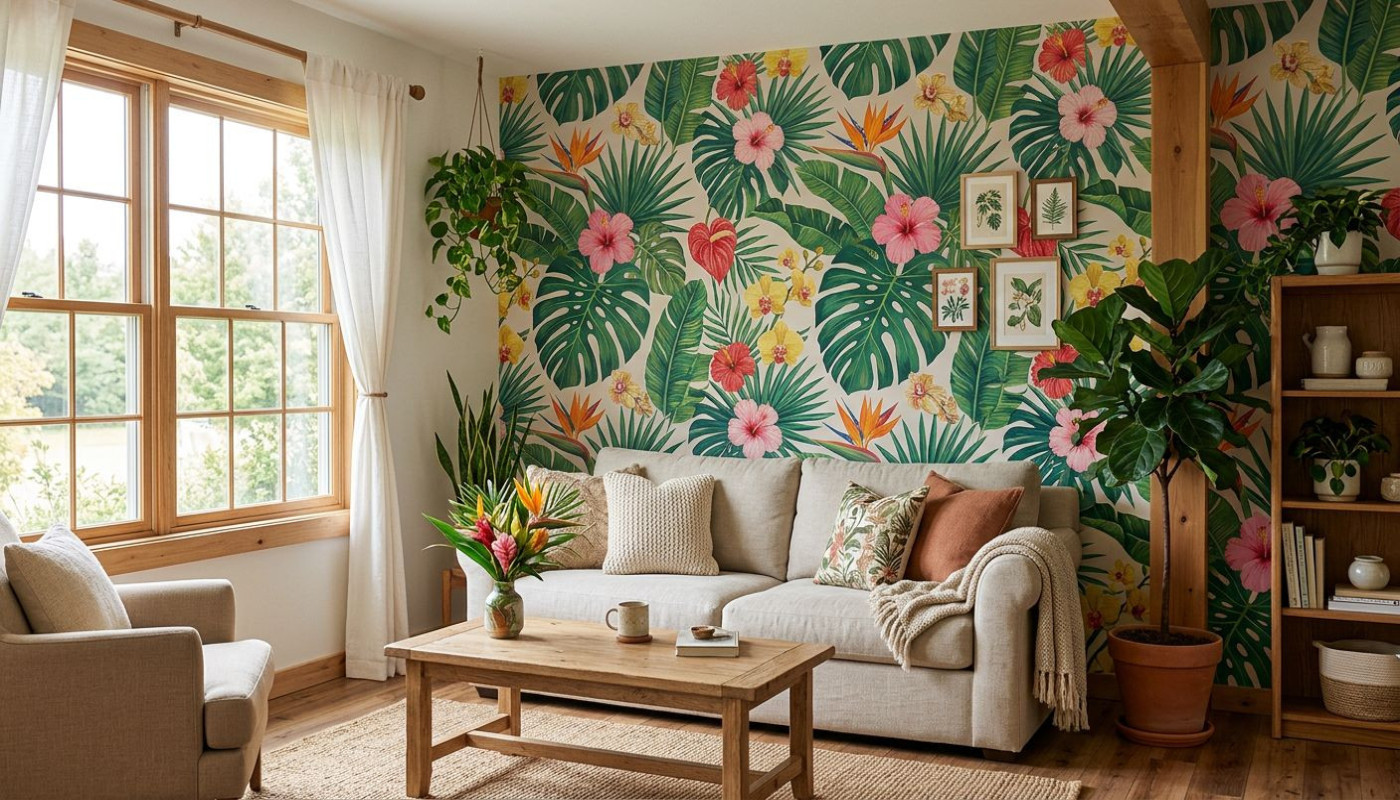 ¿Cómo elegir el papel pintado tropical perfecto para tu salón?